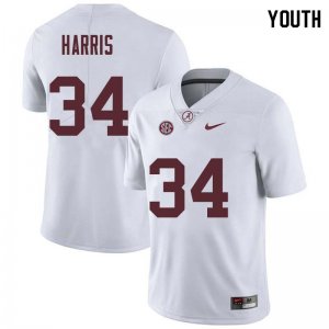 NCAA Youth Alabama Crimson Tide #34 Damien Harris Stitched College Nike Authentic White Football Jersey RQ17U07NY